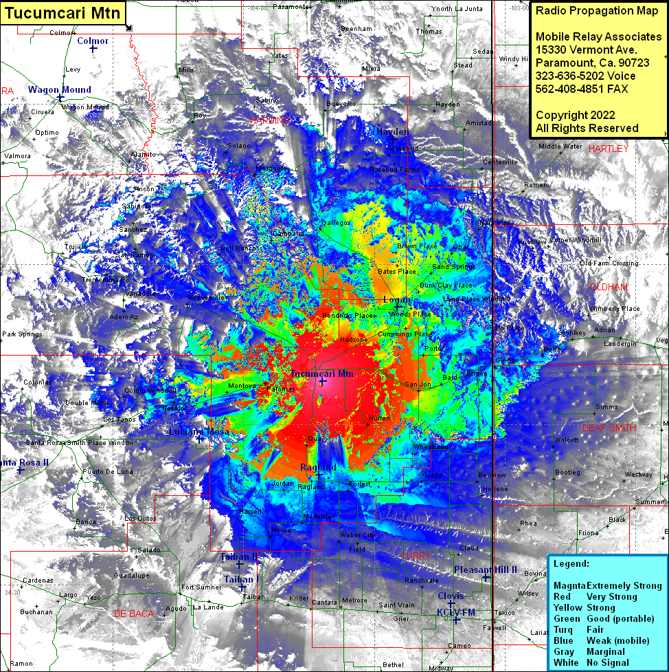 heat map radio coverage Tucumcari Mtn